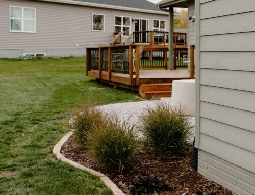 Comfortable Backyard Patio with Mulch Landscaping