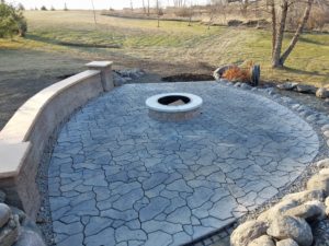 Large Intricate Stone Patio with Fire Pit Norwalk Seasonal - Des Moines, Iowa