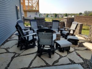 Stone Slab Patio and Brick Fire Pit Norwalk Seasonal - Des Moines, Iowa