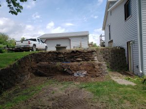 In Progress Retaining Wall Build Large Multi Level Retaining Wall by Norwalk Seasonal - Des Moines, Iowa