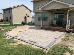 In Progress Brick Patio Replacement by Norwalk Seasonal - Des Moines, Iowa
