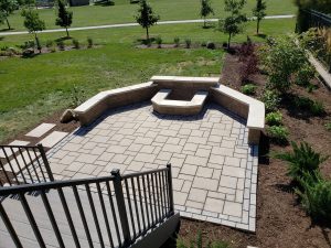 Backyard Techo-Bloc Paver Patio and Fire Pit by Norwalk Seasonal - Des Moines, Iowa