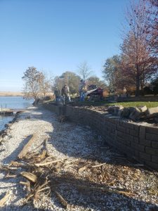 In Progress Lakeside Retaining Wall Build by Norwalk Seasonal - Des Moines, Iowa