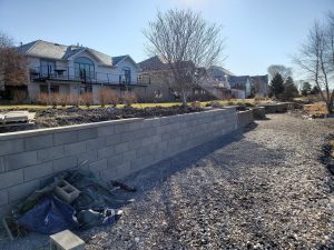 In Progress Lakeside Retaining Wall by Norwalk Seasonal - Des Moines, Iowa
