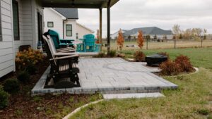 Brick Patio with Multiple Mulch Gardens and Landscaping Norwalk Seasonal - Des Moines, Iowa